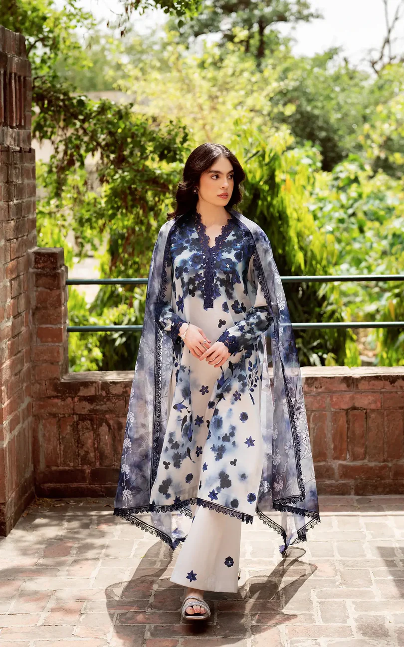 Asfa & Nabeel Premium 3-Piece Printed Lawn Suit Dew and Dahlia YKL25-02